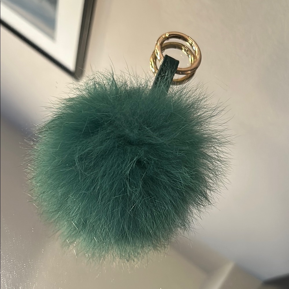 Green Fluffy Bag Charm Pom Pom